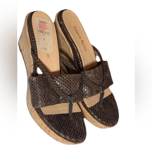 Taryn Rose Shoes - NTW Taryn Rose Cork Wedges Braided Thong Platform Animal Print.  Brown. Size 6